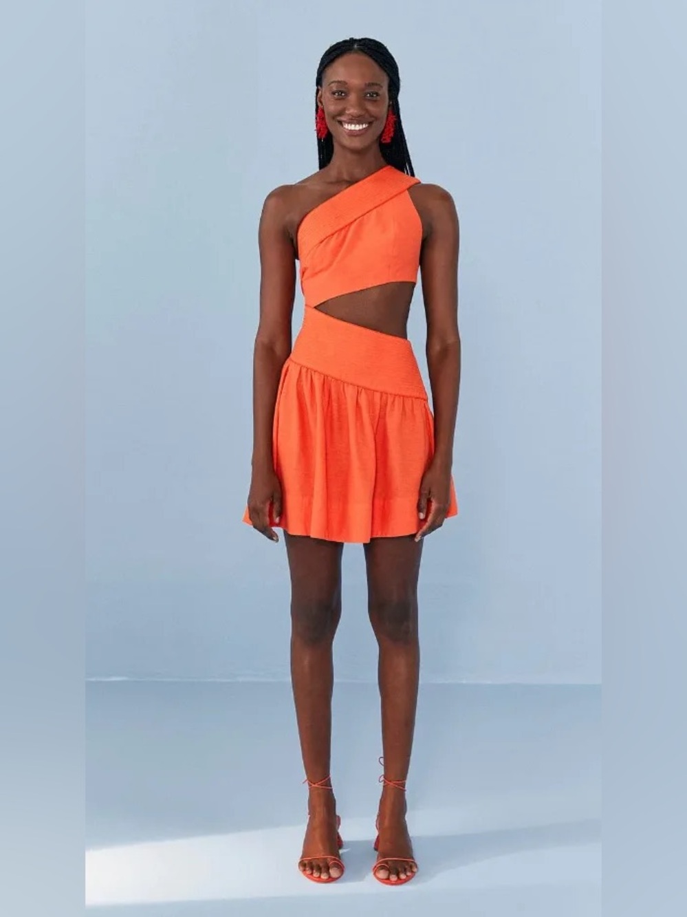 Farm Rio Orange One-Shoulder Mini Dress